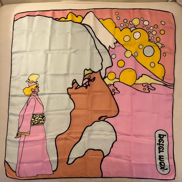 Vintage Peter Max Silk Self Portrait Print Scarf - Picture 2 of 7